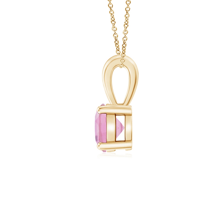 5mm A Classic Round Pink Tourmaline Solitaire Pendant in Yellow Gold side 199