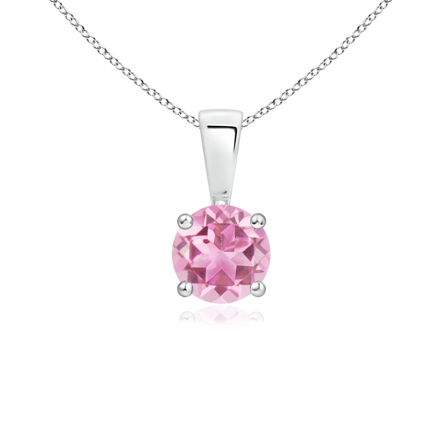 Classic Round Pink Tourmaline Solitaire Pendant