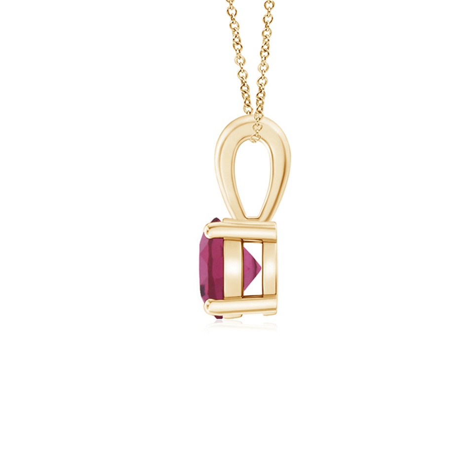 5mm AAAA Classic Round Pink Tourmaline Solitaire Pendant in Yellow Gold side 199