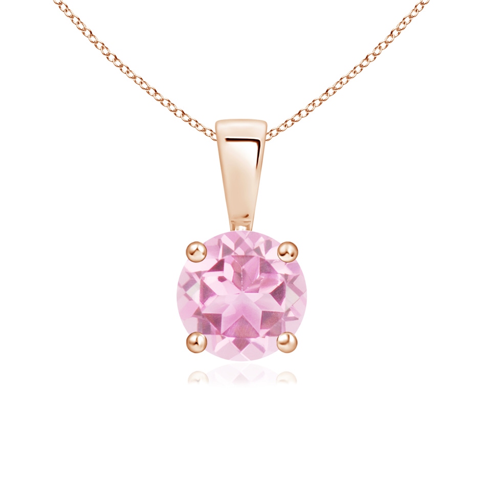 6mm A Classic Round Pink Tourmaline Solitaire Pendant in Rose Gold 