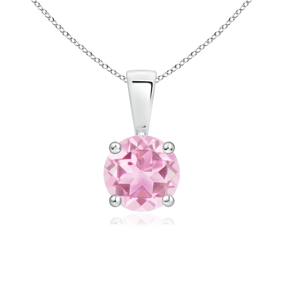 6mm A Classic Round Pink Tourmaline Solitaire Pendant in White Gold 