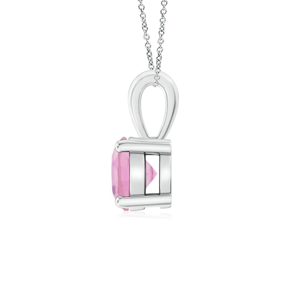 6mm A Classic Round Pink Tourmaline Solitaire Pendant in White Gold side 199