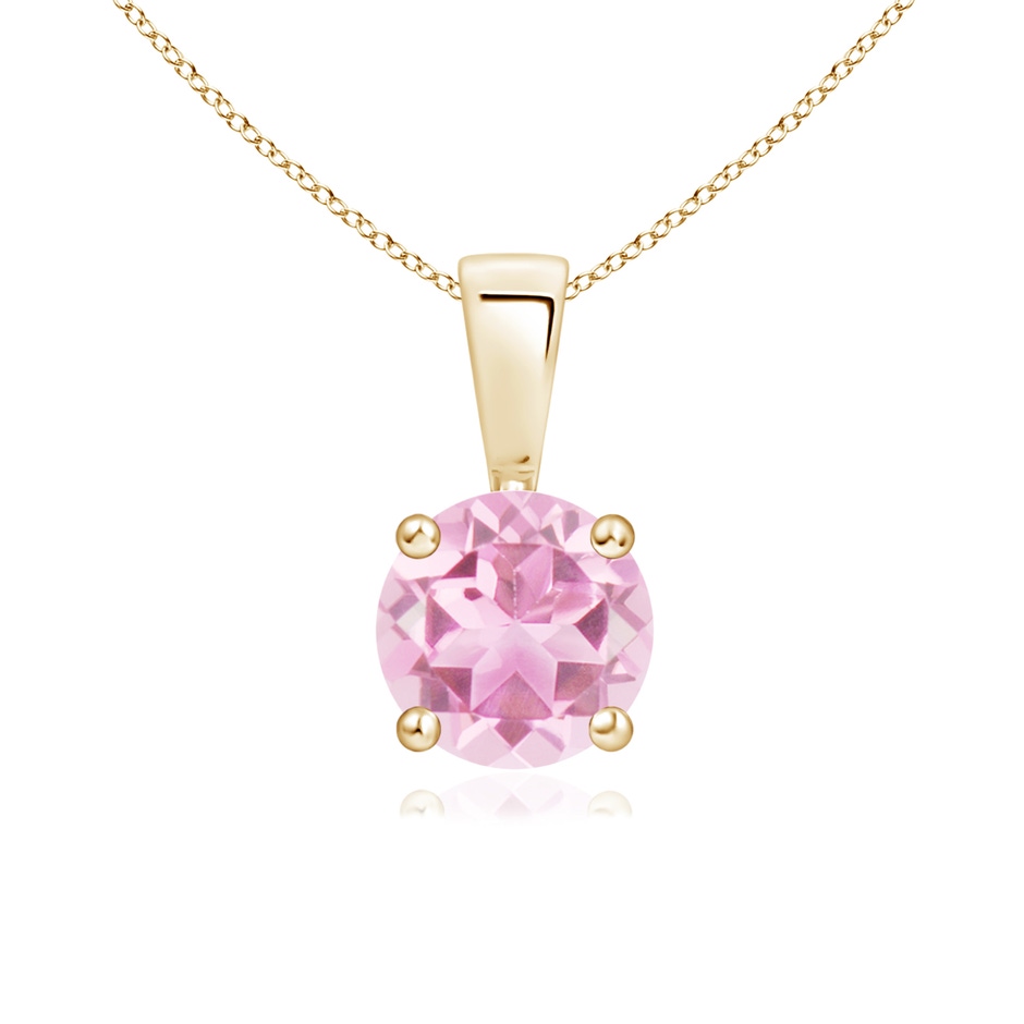 6mm A Classic Round Pink Tourmaline Solitaire Pendant in Yellow Gold 