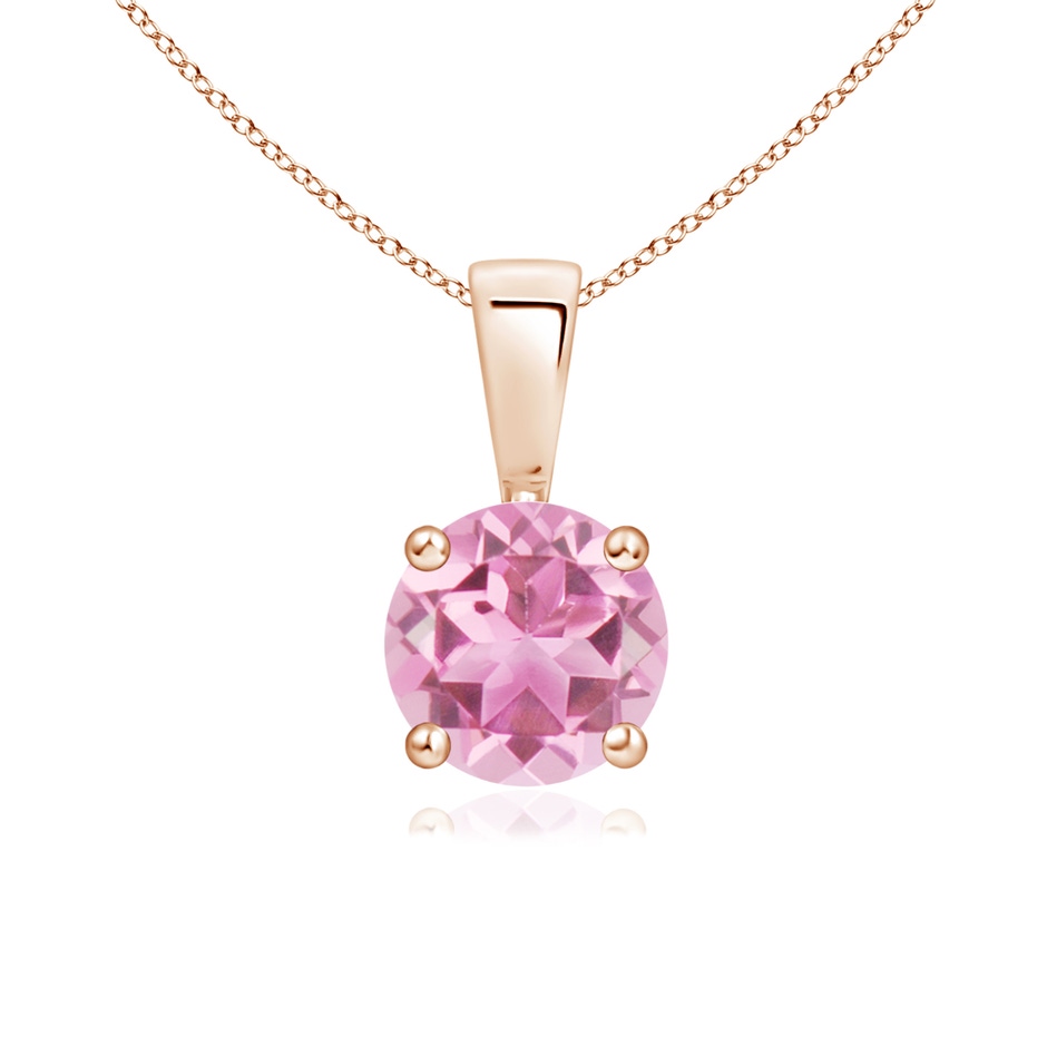 6mm AA Classic Round Pink Tourmaline Solitaire Pendant in Rose Gold 