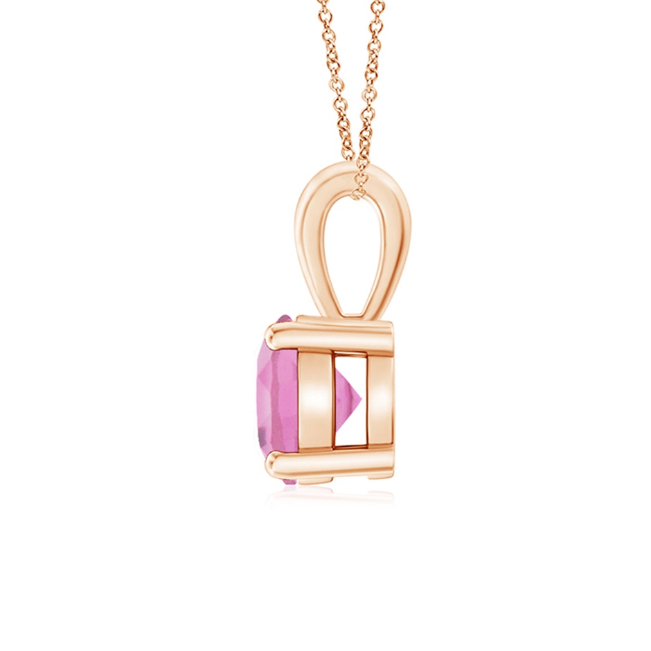 6mm AA Classic Round Pink Tourmaline Solitaire Pendant in Rose Gold side 199