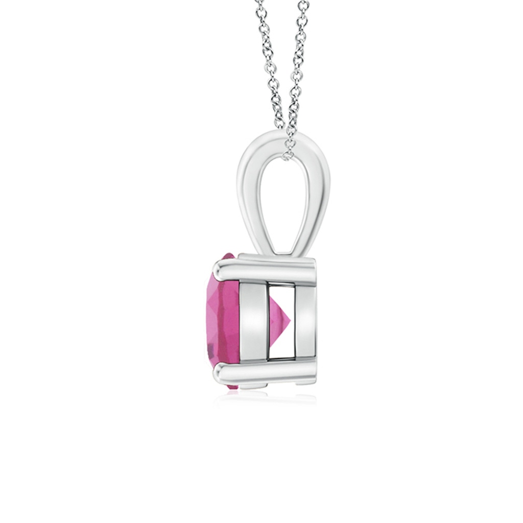 6mm AAA Classic Round Pink Tourmaline Solitaire Pendant in White Gold - side 199