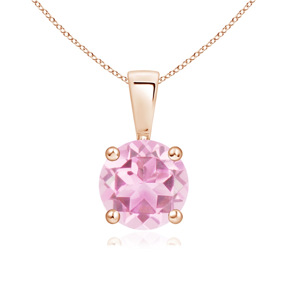 7mm A Classic Round Pink Tourmaline Solitaire Pendant in Rose Gold 