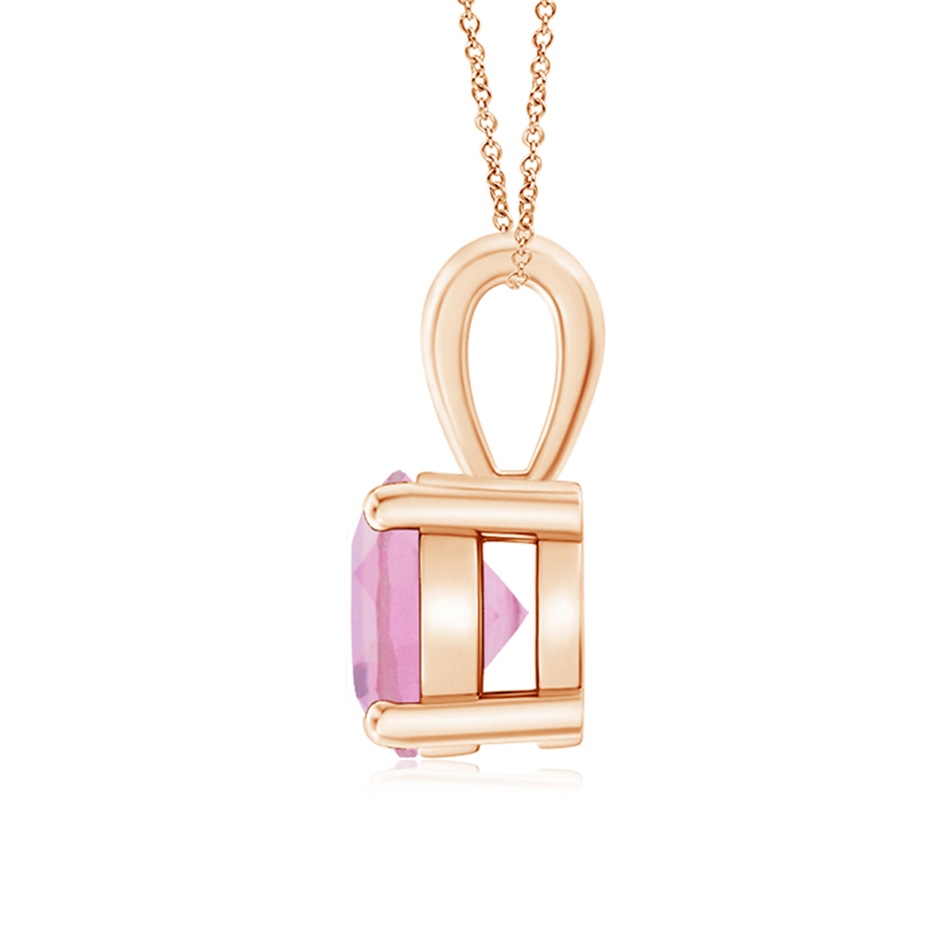 7mm A Classic Round Pink Tourmaline Solitaire Pendant in Rose Gold side 199