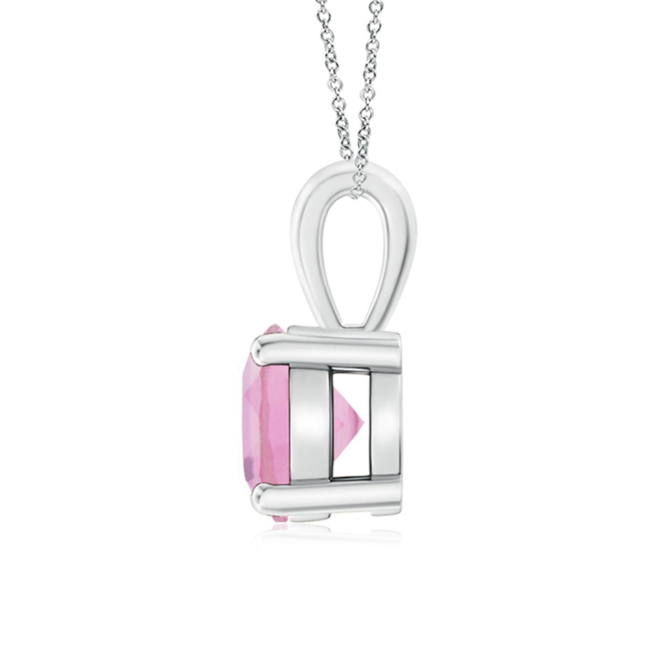 7mm A Classic Round Pink Tourmaline Solitaire Pendant in White Gold side 199