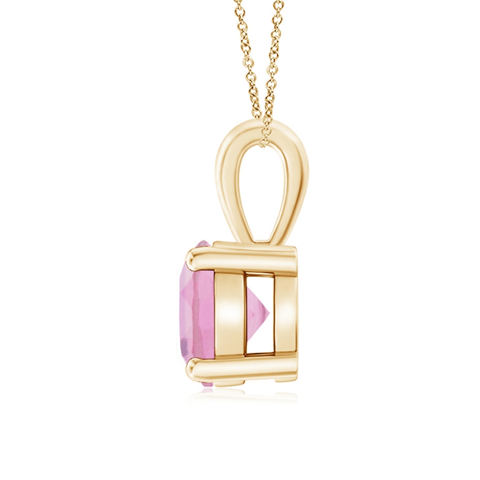 7mm A Classic Round Pink Tourmaline Solitaire Pendant in Yellow Gold side 199