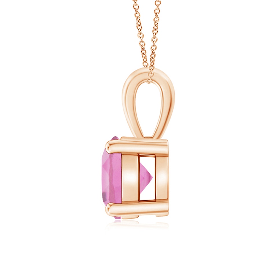 7mm AA Classic Round Pink Tourmaline Solitaire Pendant in Rose Gold side 199