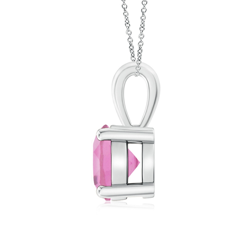 7mm AA Classic Round Pink Tourmaline Solitaire Pendant in S999 Silver side 199