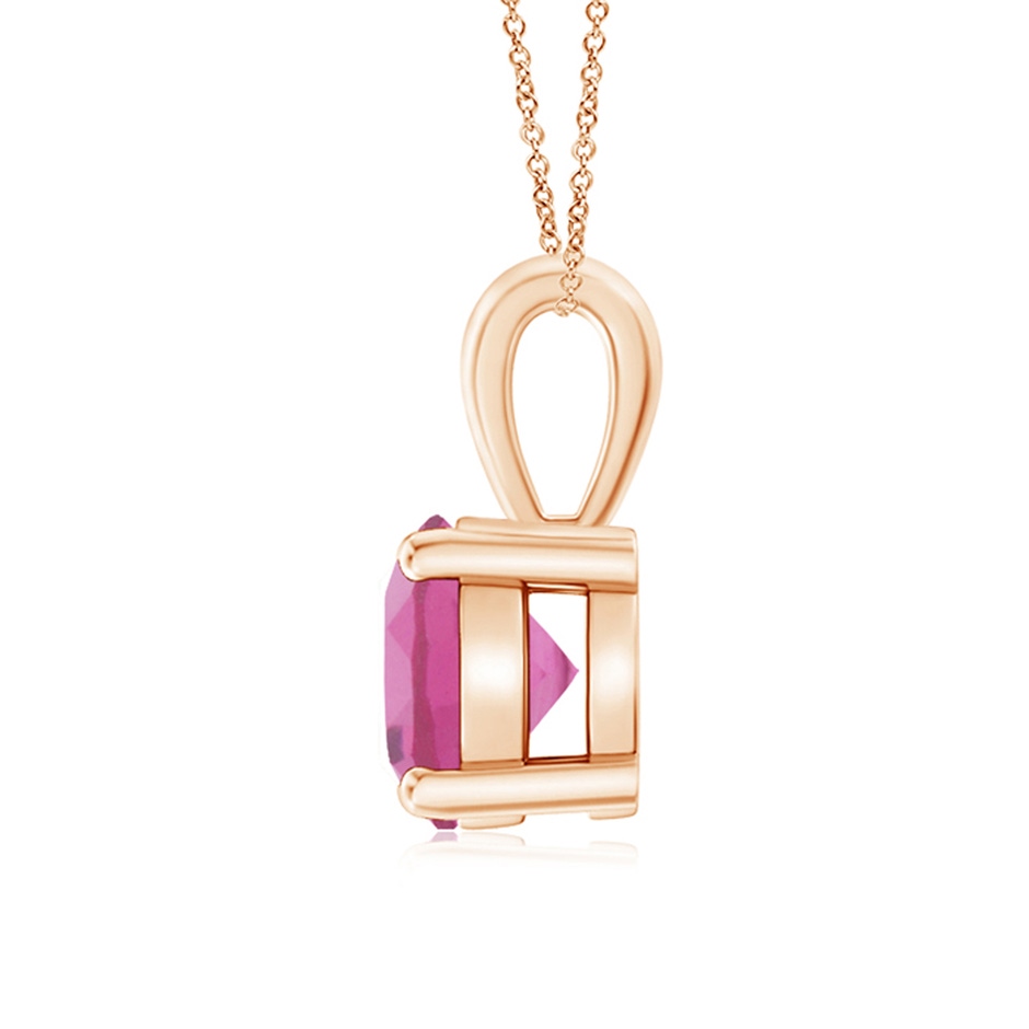7mm AAA Classic Round Pink Tourmaline Solitaire Pendant in Rose Gold side 199