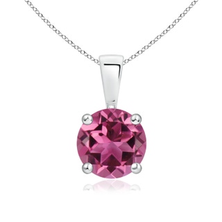 7mm AAAA Classic Round Pink Tourmaline Solitaire Pendant in P950 Platinum