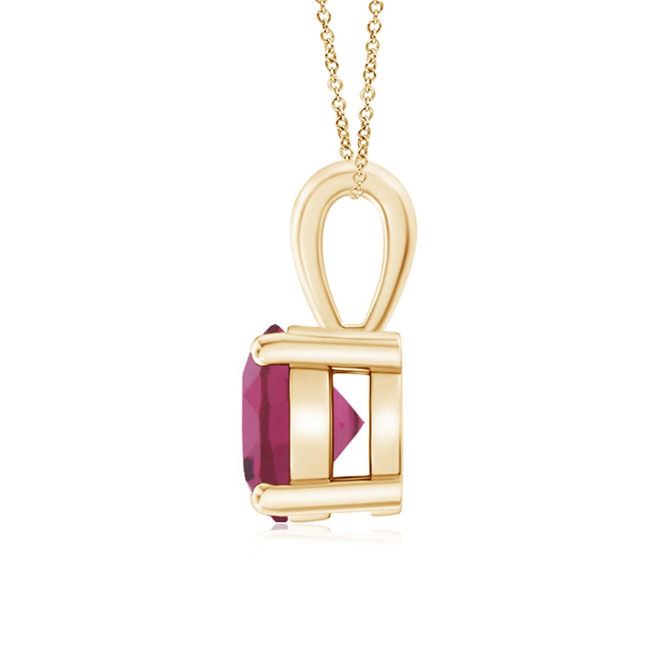 7mm AAAA Classic Round Pink Tourmaline Solitaire Pendant in Yellow Gold side 199