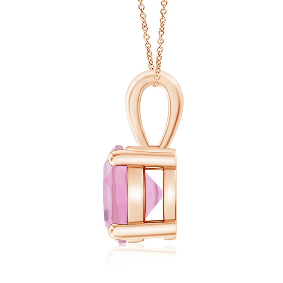 8mm A Classic Round Pink Tourmaline Solitaire Pendant in Rose Gold side 199