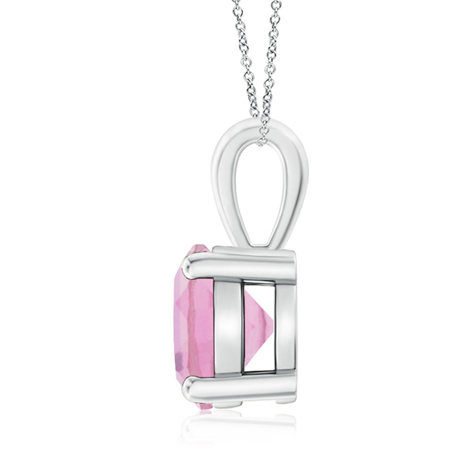 8mm A Classic Round Pink Tourmaline Solitaire Pendant in White Gold side 199