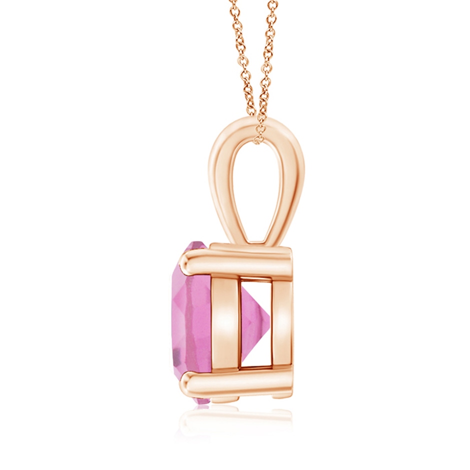 8mm AA Classic Round Pink Tourmaline Solitaire Pendant in 18K Rose Gold side 199