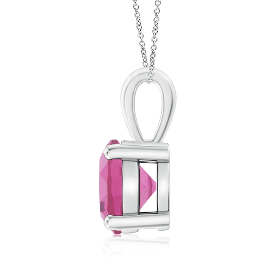 8mm AAA Classic Round Pink Tourmaline Solitaire Pendant in White Gold side 199