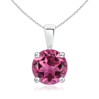 8mm AAAA Classic Round Pink Tourmaline Solitaire Pendant in P950 Platinum