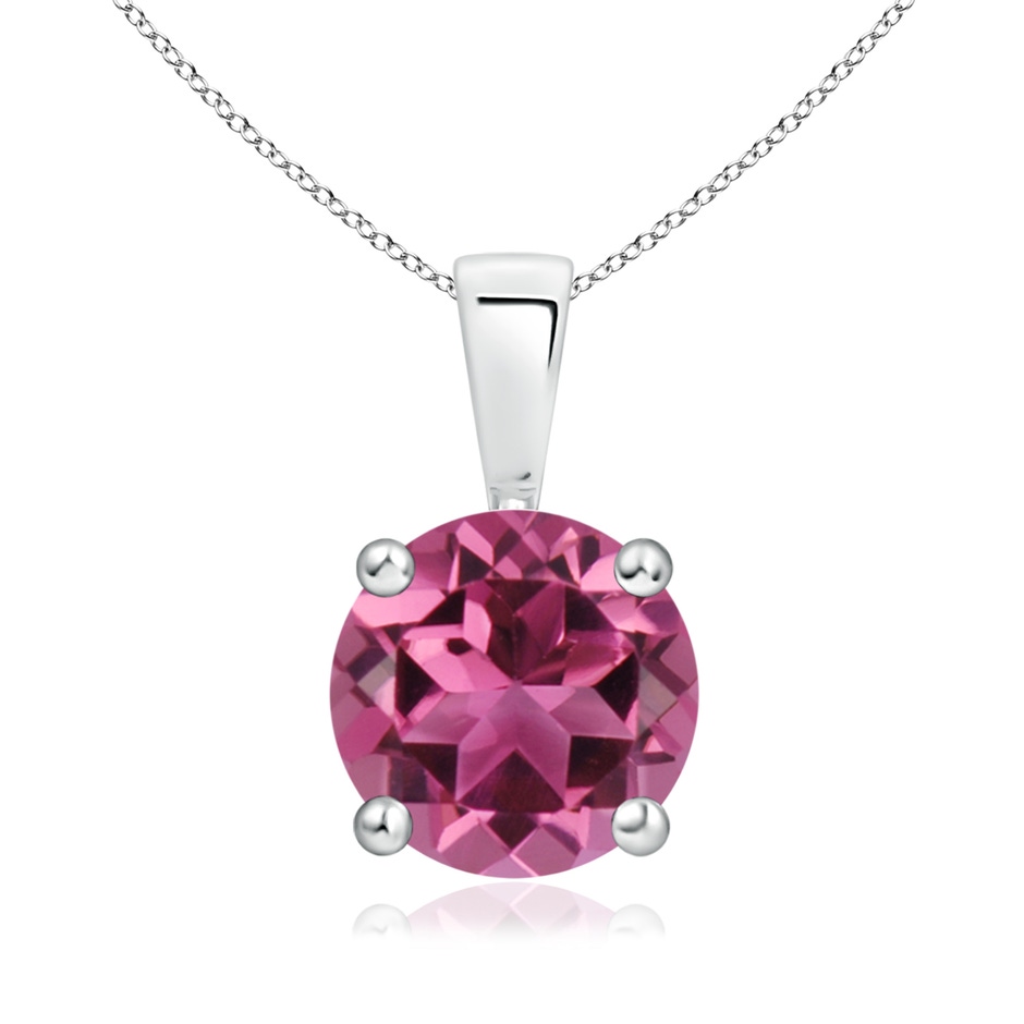 8mm AAAA Classic Round Pink Tourmaline Solitaire Pendant in P950 Platinum 