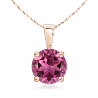 8mm AAAA Classic Round Pink Tourmaline Solitaire Pendant in Rose Gold