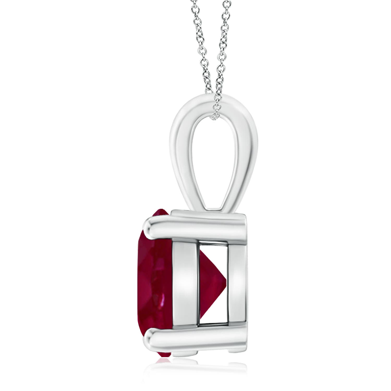 10mm A Classic Prong-Set Round Ruby Solitaire Pendant in P950 Platinum