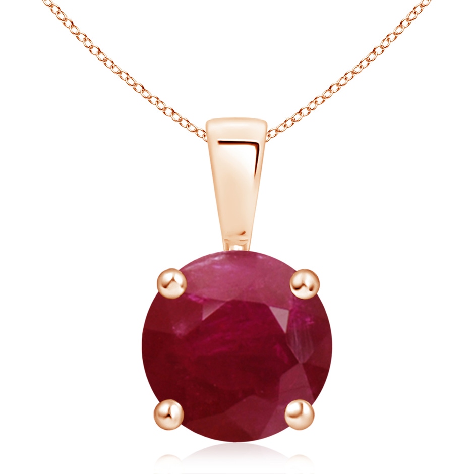 10mm A Classic Prong-Set Round Ruby Solitaire Pendant in Rose Gold 