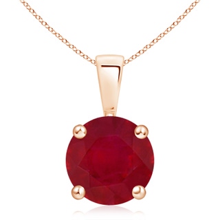 10mm AA Classic Round Ruby Solitaire Pendant in 18K Rose Gold