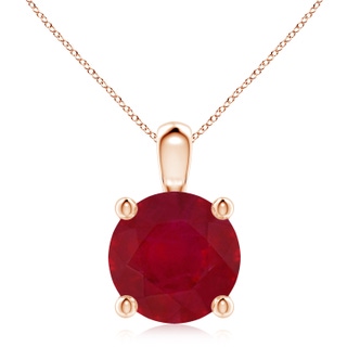 10mm AA Classic Round Ruby Solitaire Pendant in Rose Gold
