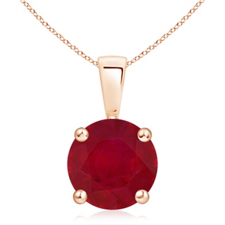 10mm AA Classic Prong-Set Round Ruby Solitaire Pendant in Rose Gold