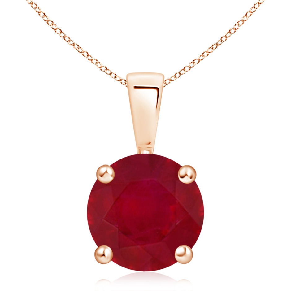 10mm AA Classic Prong-Set Round Ruby Solitaire Pendant in Rose Gold 