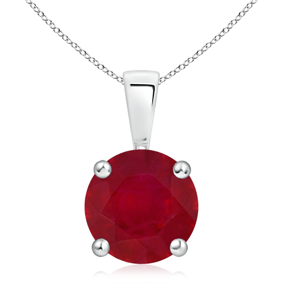 10mm AA Classic Prong-Set Round Ruby Solitaire Pendant in S999 Silver 