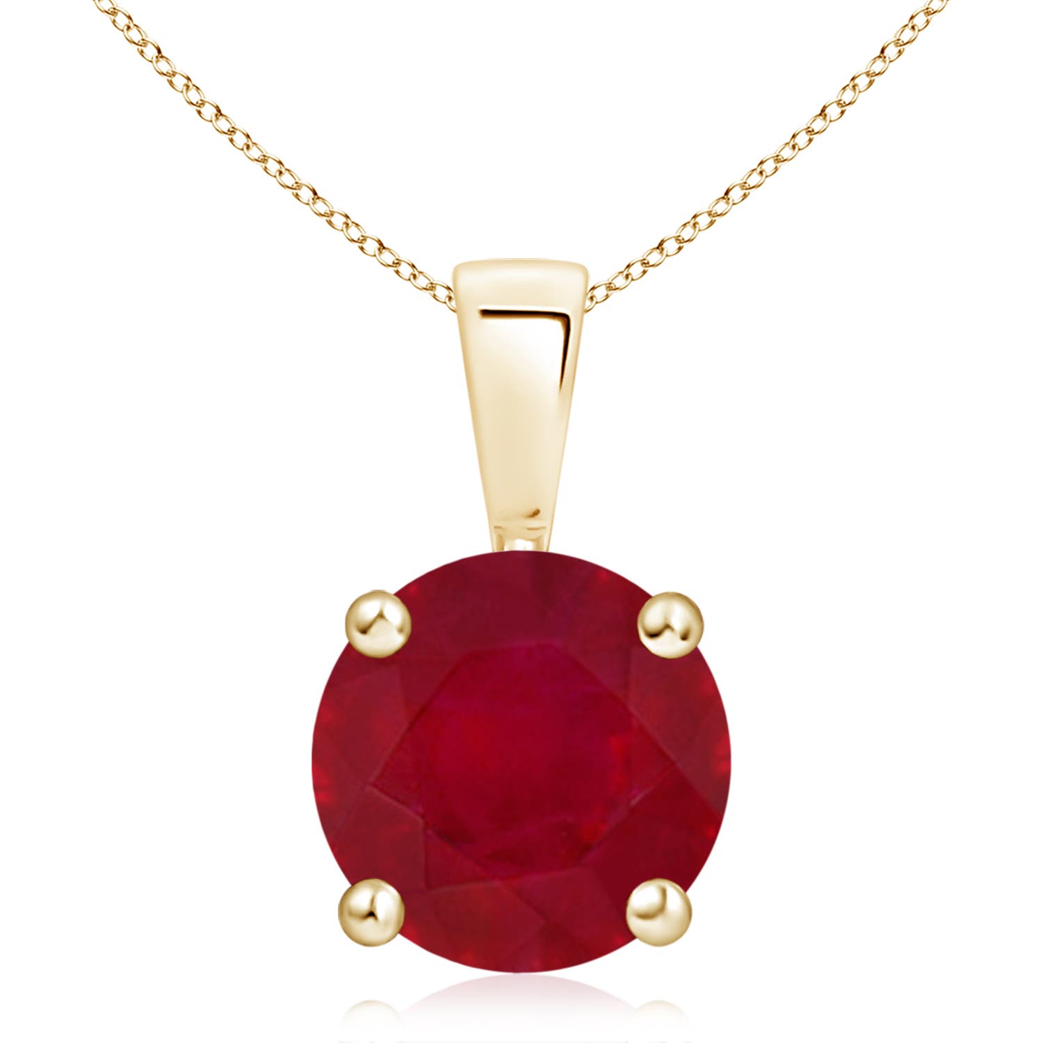 Angara 4.5 CTW Classic Prong-Set Round Ruby Solitaire Pendant in 14K Yellow Gold