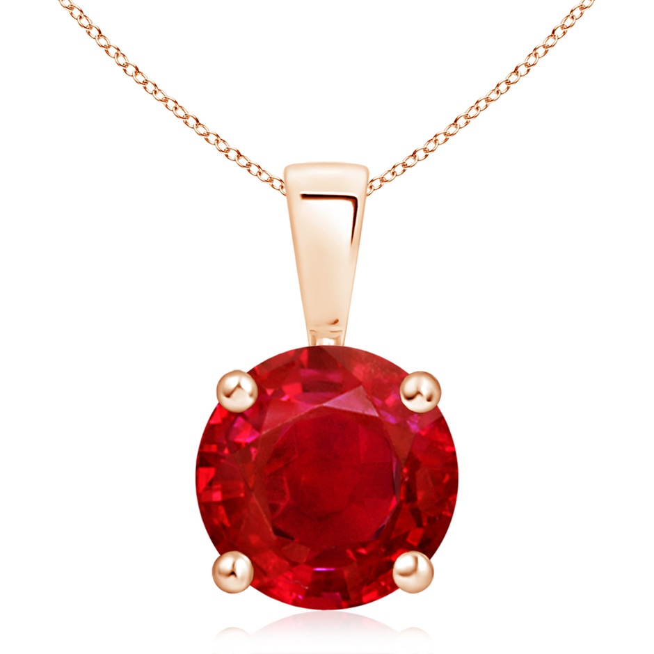 10mm AAA Classic Prong-Set Round Ruby Solitaire Pendant in Rose Gold 