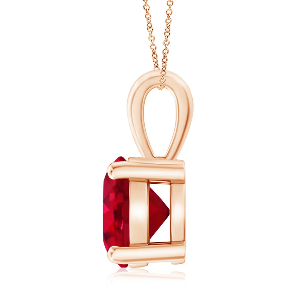 10mm AAA Classic Prong-Set Round Ruby Solitaire Pendant in Rose Gold side 199