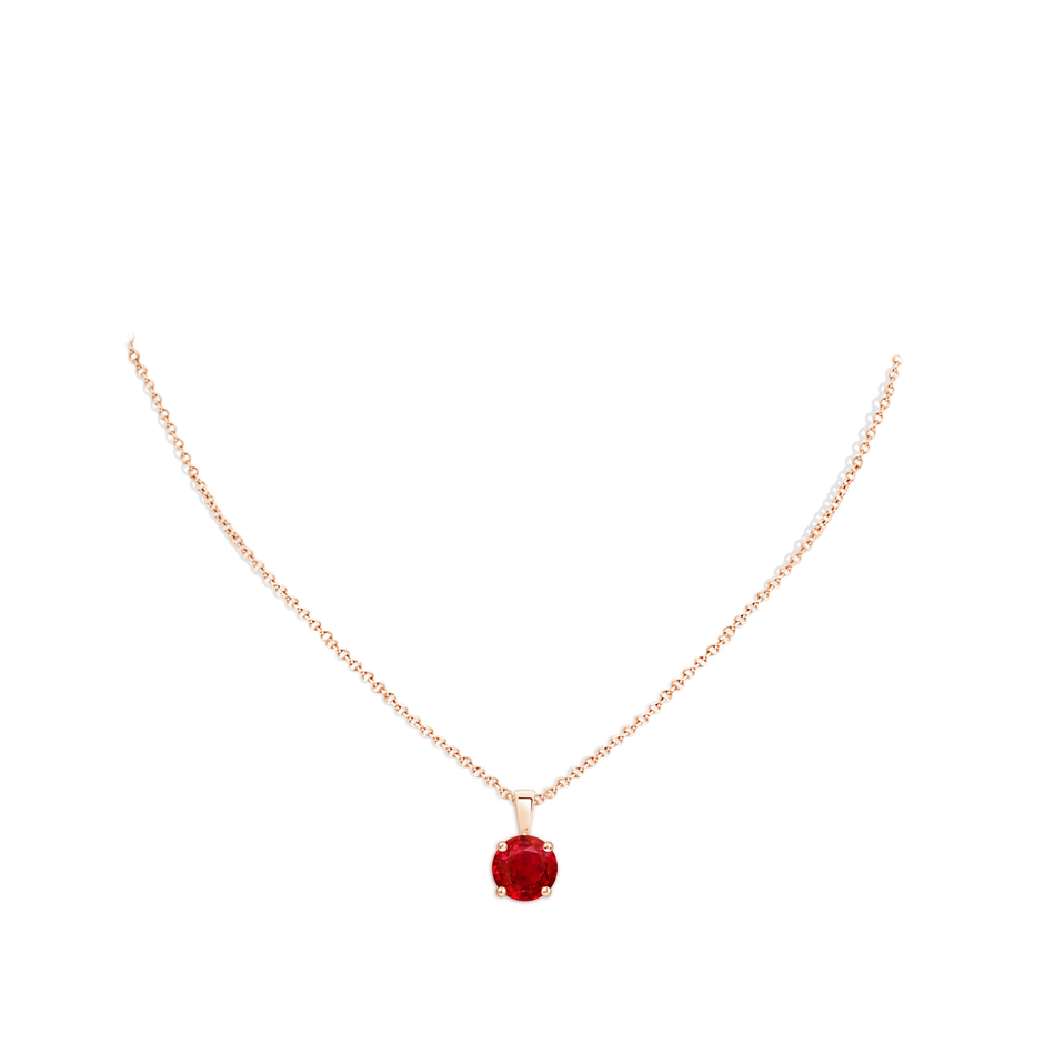 10mm AAA Classic Prong-Set Round Ruby Solitaire Pendant in Rose Gold pen