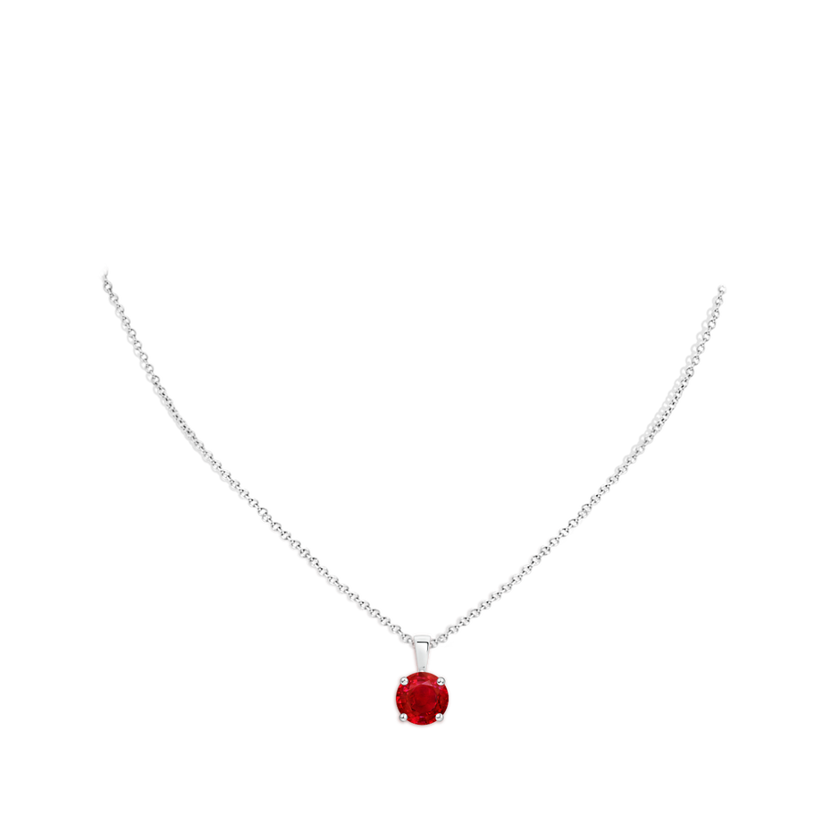 10mm AAA Classic Prong-Set Round Ruby Solitaire Pendant in S999 Silver pen