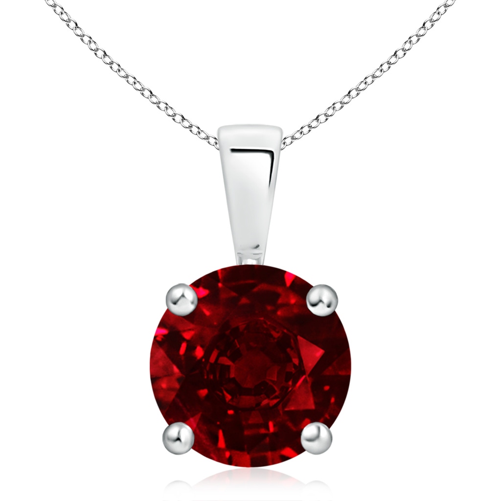 10mm AAAA Classic Round Ruby Solitaire Pendant in White Gold