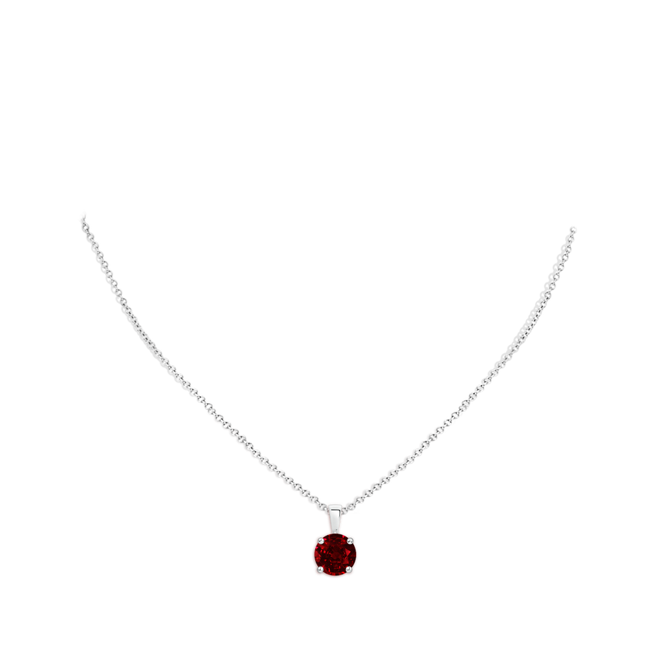 10mm AAAA Classic Round Ruby Solitaire Pendant in White Gold pen