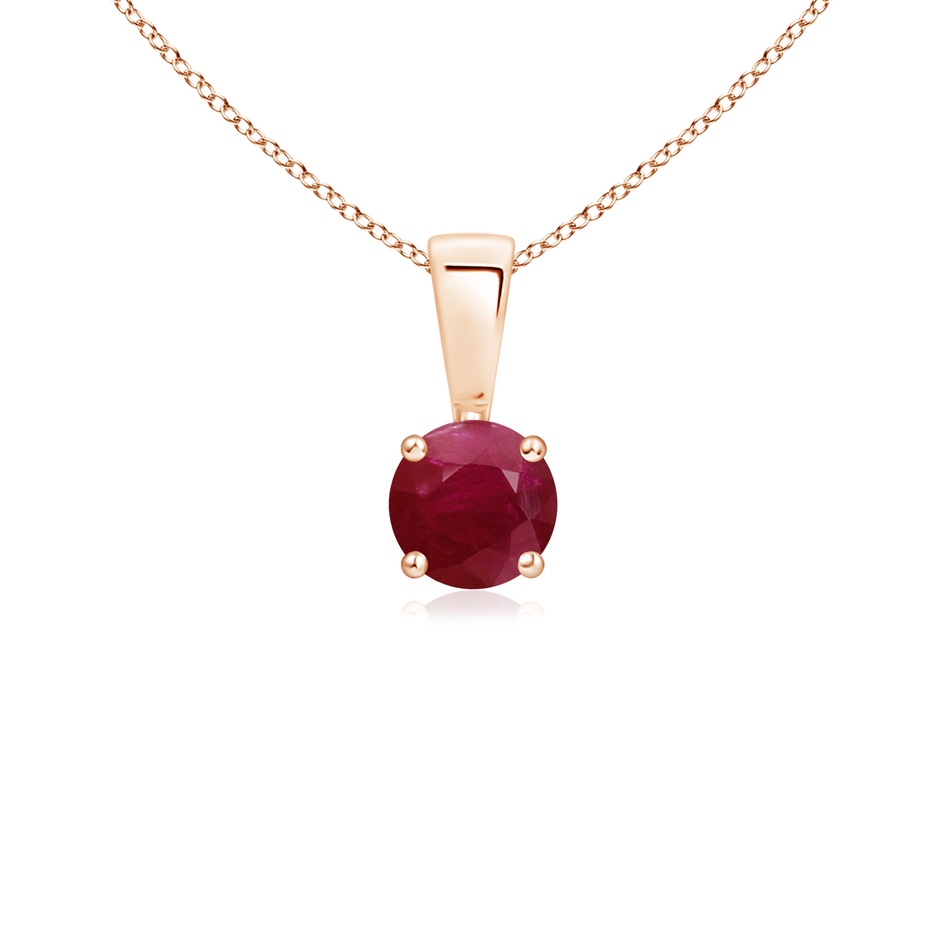 4mm A Classic Prong-Set Round Ruby Solitaire Pendant in Rose Gold 