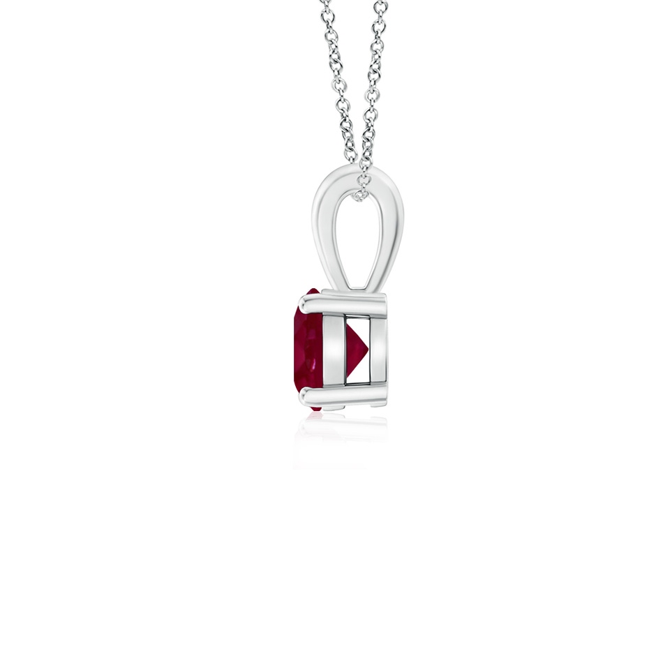 4mm A Classic Prong-Set Round Ruby Solitaire Pendant in White Gold side 199