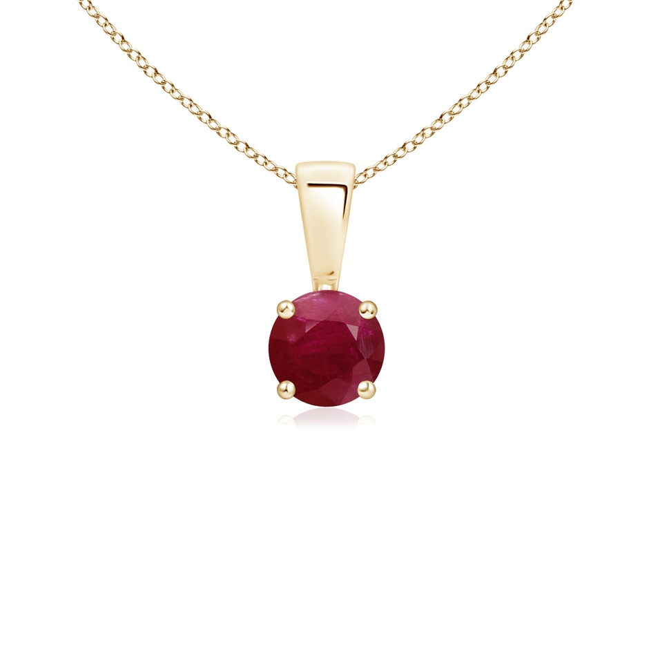 4mm A Classic Prong-Set Round Ruby Solitaire Pendant in Yellow Gold 