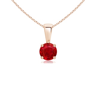 4mm AAA Classic Round Ruby Solitaire Pendant in Rose Gold
