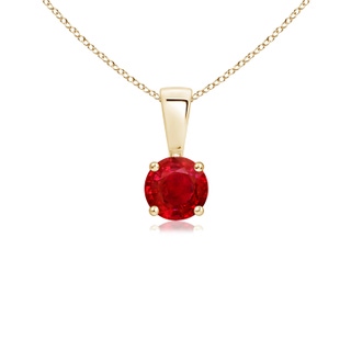 4mm AAA Classic Round Ruby Solitaire Pendant in Yellow Gold
