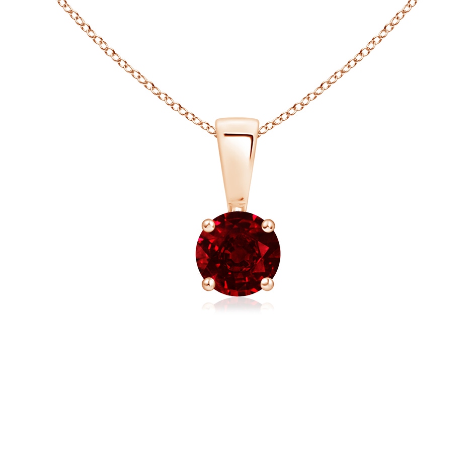 4mm AAAA Classic Prong-Set Round Ruby Solitaire Pendant in 18K Rose Gold 
