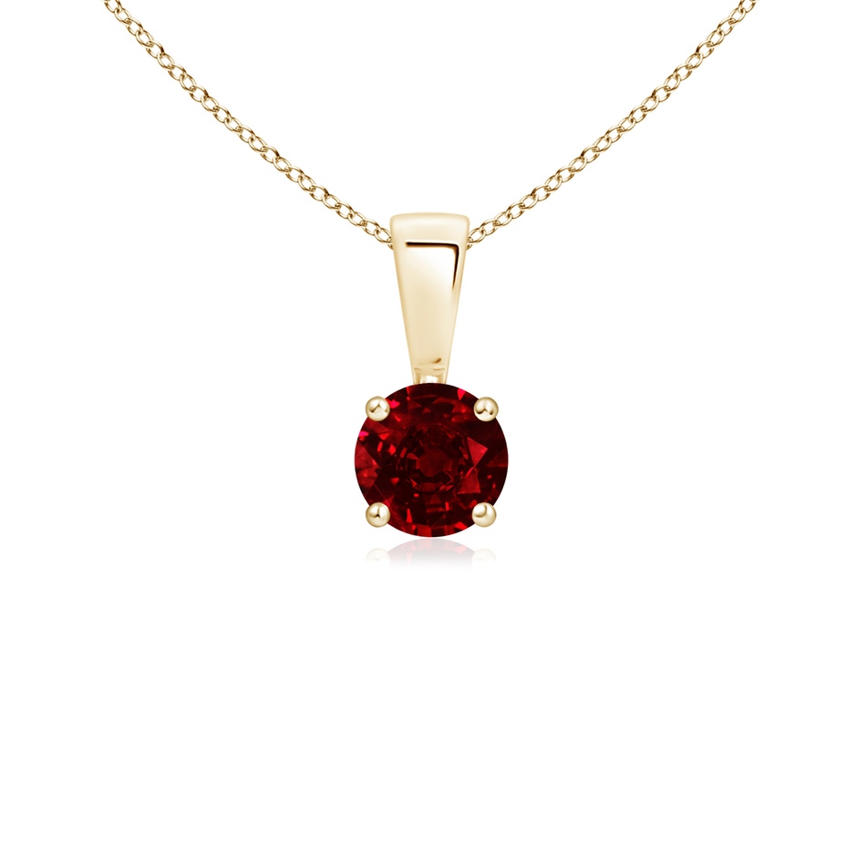 4mm AAAA Classic Prong-Set Round Ruby Solitaire Pendant in 18K Yellow Gold 
