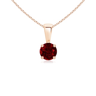 4mm AAAA Classic Round Ruby Solitaire Pendant in 9K Rose Gold