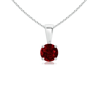 4mm AAAA Classic Round Ruby Solitaire Pendant in P950 Platinum
