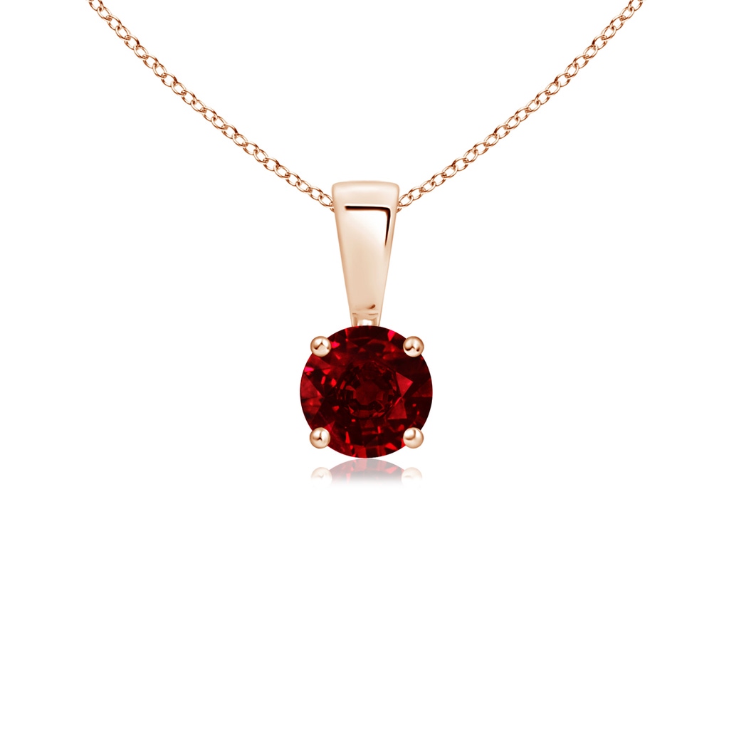 4mm AAAA Classic Round Ruby Solitaire Pendant in Rose Gold